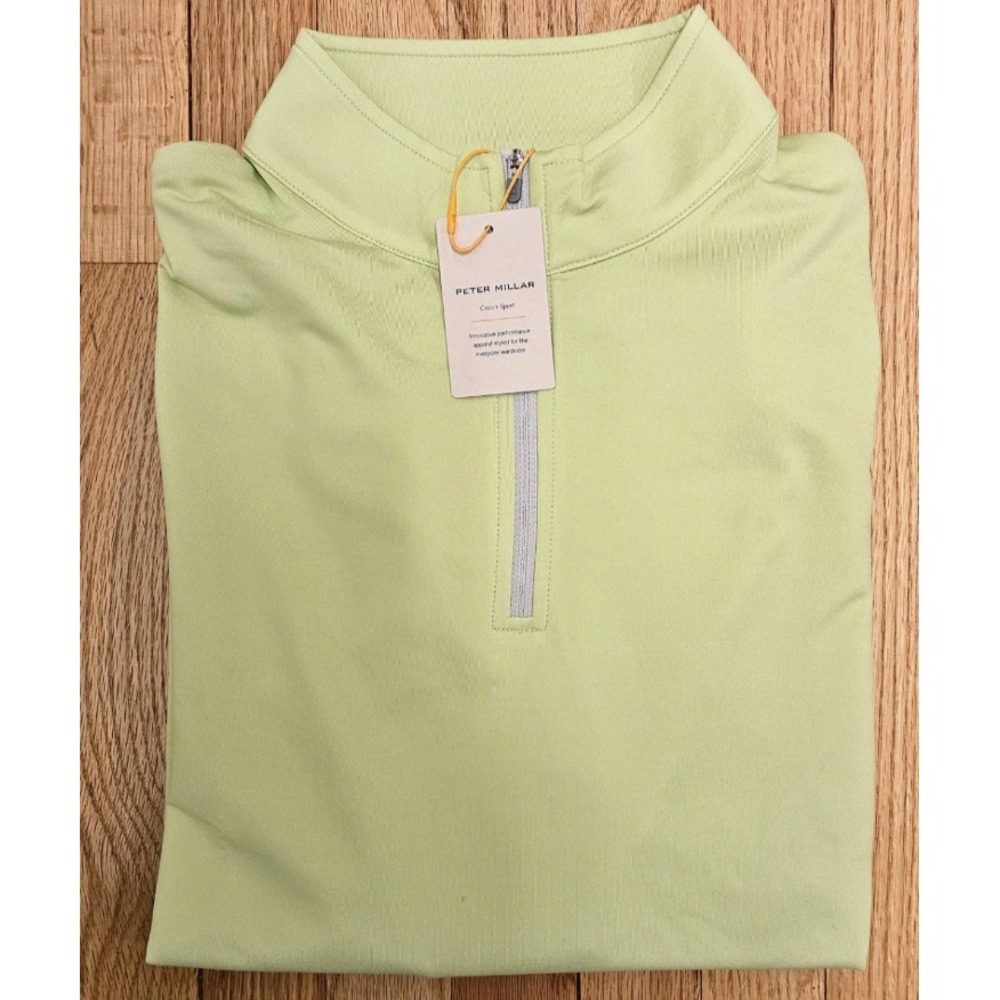 Peter Millar Mens S‎ Crown Sport Perth Melange Performance 1/4 Zip Yellow/Green - Picture 3 of 9